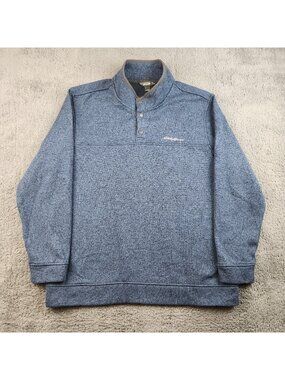 Eddie Bauer Mens 2XL Blue Radiator Fleece Snap Mock Neck Pullover Sweater Casual